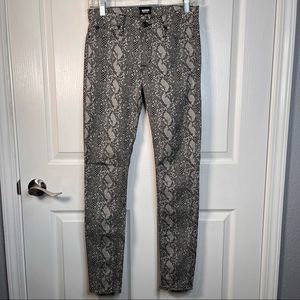 Hudson Black & Tan Snake Print Skinny Jeans Sz 27 Mid Rise